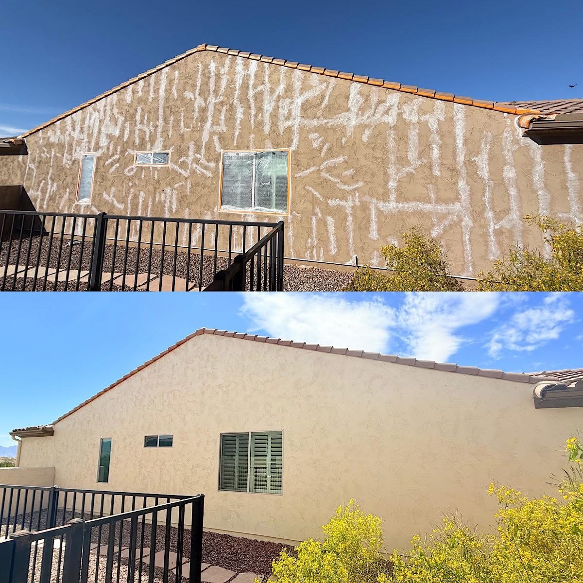 Before and after exterior stucco painting in Oro Valley, AZ